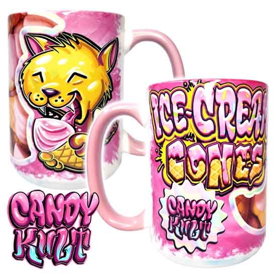 Ice Cream Cone Gummies Candy Kult Large Mug Candy Kult Candy Cult - Candy Kult Land - Wishbone - Boo Kitty - Panku - Frosti - Toxic Kitten - Hex - Heart - Cult Candy - Ca