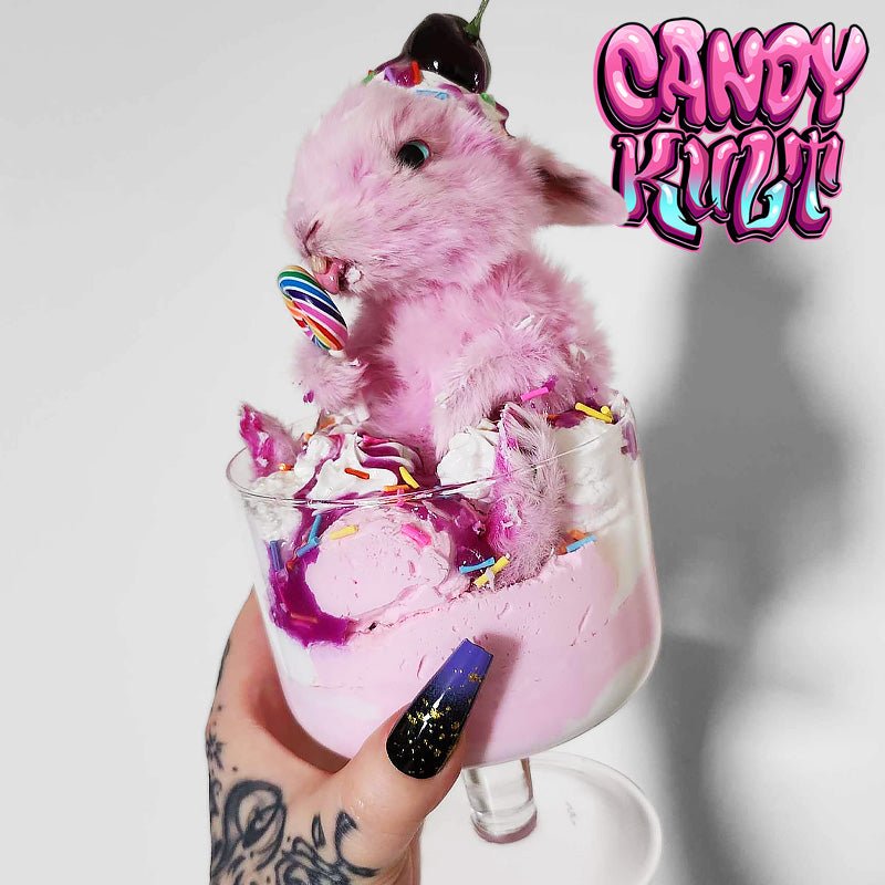 Ice Cream Sundae Lollipop Bunny Candy Kult bunny taxidermy Candy Cult - Candy Kult Land - Wishbone - Boo Kitty - Panku - Frosti - Toxic Kitten - Hex - Heart - Cult Candy - Ca