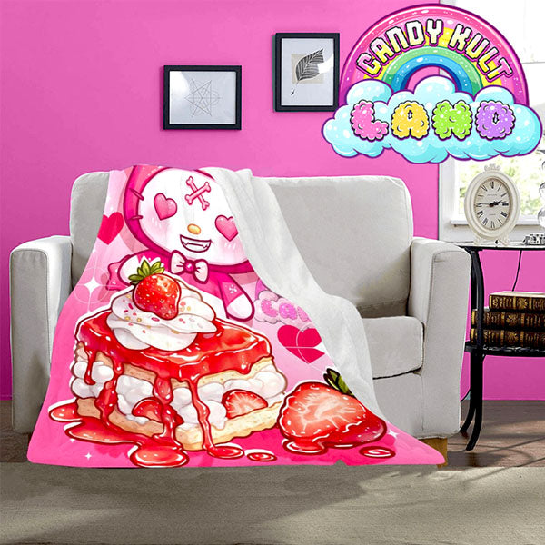 Wishbone Strawberry Shortcake Candy Kult Land Micro Fleece Blanket - Candy Kult - Candy Cult - Candy Kult Land - Wishbone - Boo Kitty - Panku - Frosti - Toxic Kitten - Hex-Heart - Cult Candy - Cake High Heels - [product_vendor}