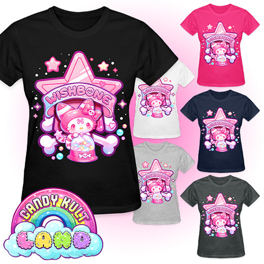 Wishbone Gumball Machine Logo - Candy Kult Land REGULAR FIT Ladies T-Shirt - Candy Kult - Candy Cult - Candy Kult Land - Wishbone - Boo Kitty - Panku - Frosti - Toxic Kitten - Hex-Heart - Cult Candy - Cake High Heels - [product_vendor}