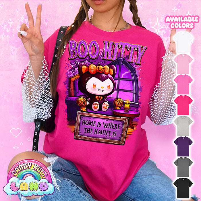 Boo Kitty Home Is Where The Haunt Is - Candy Kult Land Graphic Tee