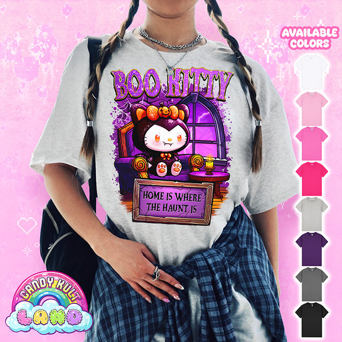 Boo Kitty Home Is Where The Haunt Is - Candy Kult Land Graphic Tee