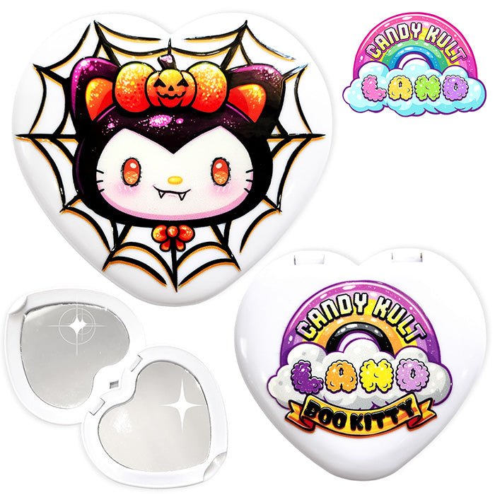 Vampire Boo Kitty Heart Compact Mirror - Candy Kult - Candy Cult - Candy Kult Land - Wishbone - Boo Kitty - Panku - Frosti - Toxic Kitten - Hex-Heart - Cult Candy - Cake High Heels - [product_vendor}