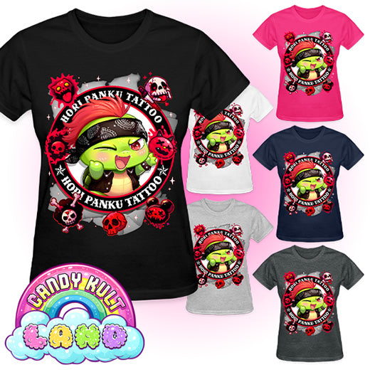 Hori Panku Tattoo Black - Candy Kult land REGULAR FIT Ladies T-Shirt - Candy Kult - Candy Cult - Candy Kult Land - Wishbone - Boo Kitty - Panku - Frosti - Toxic Kitten - Hex-Heart - Cult Candy - Cake High Heels - [product_vendor}