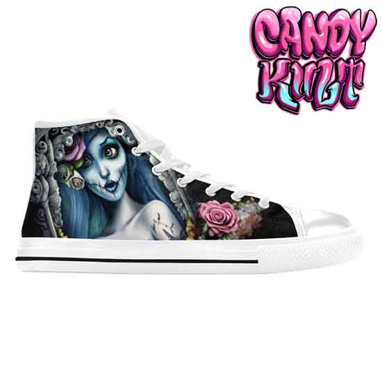 Corpse Bride Waiting For You Fright Candy White Men’s High Top Canvas Shoes - Candy Kult - Candy Cult - Candy Kult Land - Wishbone - Boo Kitty - Panku - Frosti - Toxic Kitten - Hex-Heart - Cult Candy - Cake High Heels - [product_vendor}