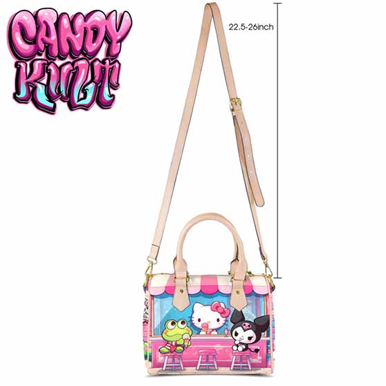 Kitty Ice Cream Shop Kawaii Candy Beige Boston Crossbody Handbag - Candy Kult - Candy Cult - Cult Candy - Cake High Heels - [product_vendor}
