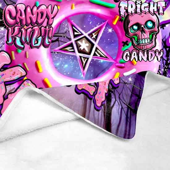 Candy Kult Donut Pentagram Fright Candy Micro Fleece Blanket - Candy Kult - Candy Cult - Candy Kult Land - Wishbone - Boo Kitty - Panku - Frosti - Toxic Kitten - Hex-Heart - Cult Candy - Cake High Heels - [product_vendor}