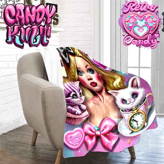 Alice In Retroland Retro Candy Micro Fleece Blanket - Candy Kult - Candy Cult - Candy Kult Land - Wishbone - Boo Kitty - Panku - Frosti - Toxic Kitten - Hex-Heart - Cult Candy - Cake High Heels - [product_vendor}