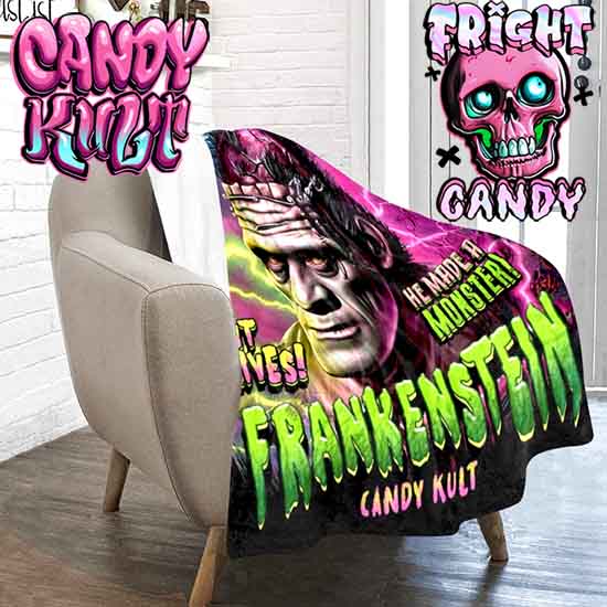 Frankenstein Fright Candy Micro Fleece Blanket - Candy Kult - Candy Cult - Candy Kult Land - Wishbone - Boo Kitty - Panku - Frosti - Toxic Kitten - Hex-Heart - Cult Candy - Cake High Heels - [product_vendor}