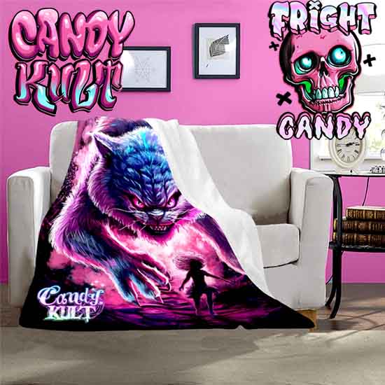 Cheshire WereCat Fright Candy Micro Fleece Blanket - Candy Kult - Candy Cult - Candy Kult Land - Wishbone - Boo Kitty - Panku - Frosti - Toxic Kitten - Hex-Heart - Cult Candy - Cake High Heels - [product_vendor}