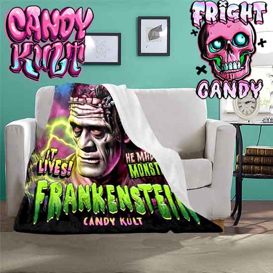 Frankenstein Fright Candy Micro Fleece Blanket - Candy Kult - Candy Cult - Candy Kult Land - Wishbone - Boo Kitty - Panku - Frosti - Toxic Kitten - Hex-Heart - Cult Candy - Cake High Heels - [product_vendor}