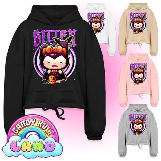 Bitten Boo Kitty Origins - Candy Kult Land Women’s Cropped Hoodie