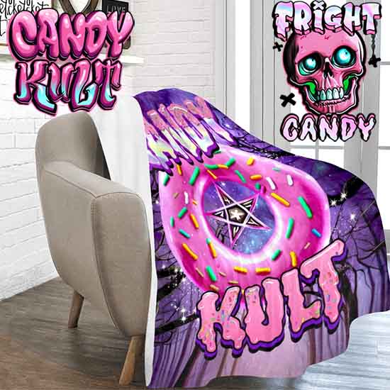Candy Kult Donut Pentagram Fright Candy Micro Fleece Blanket - Candy Kult - Candy Cult - Candy Kult Land - Wishbone - Boo Kitty - Panku - Frosti - Toxic Kitten - Hex-Heart - Cult Candy - Cake High Heels - [product_vendor}