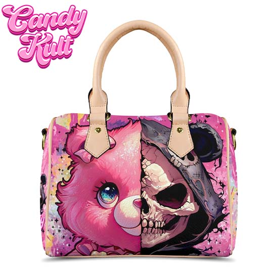 Split Personality Bear Fright Candy Beige Boston Crossbody Handbag