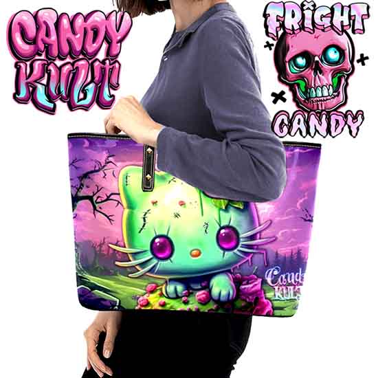 Zombie Kitty Fright Candy Large Tote Bag - Candy Kult - Candy Cult - Candy Kult Land - Wishbone - Boo Kitty - Panku - Frosti - Toxic Kitten - Hex-Heart - Cult Candy - Cake High Heels - [product_vendor}