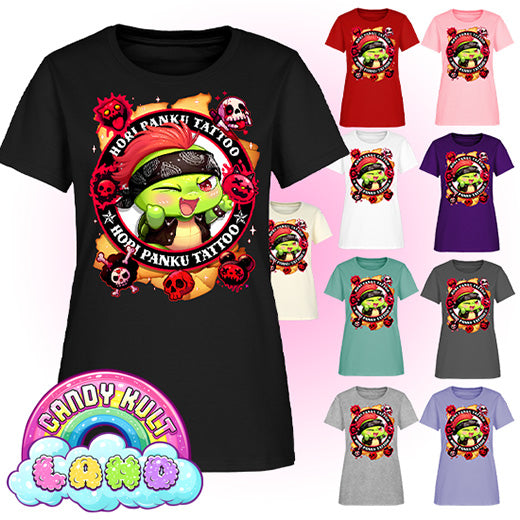 Hori Panku Tattoo - Candy Kult Land Women's FITTED T-Shirt - Candy Kult - Candy Cult - Candy Kult Land - Wishbone - Boo Kitty - Panku - Frosti - Toxic Kitten - Hex-Heart - Cult Candy - Cake High Heels - [product_vendor}