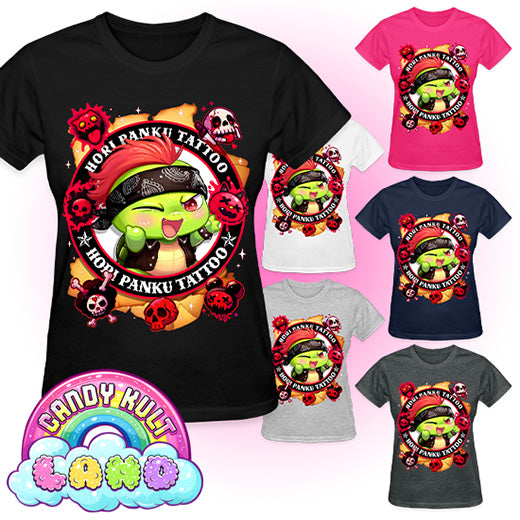 Hori Panku Tattoo  - Candy Kult land REGULAR FIT Ladies T-Shirt - Candy Kult - Candy Cult - Candy Kult Land - Wishbone - Boo Kitty - Panku - Frosti - Toxic Kitten - Hex-Heart - Cult Candy - Cake High Heels - [product_vendor}