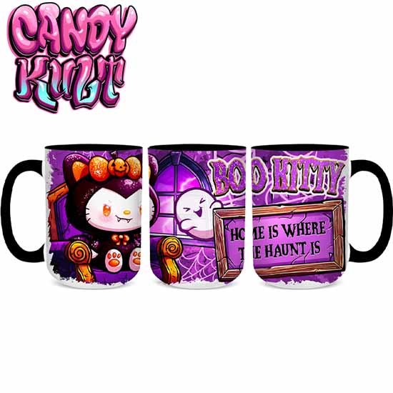 Boo Kitty Home Is Where The Haunt Is Candy Kult Land Black Handle Large Mug - Candy Kult - Candy Cult - Candy Kult Land - Wishbone - Boo Kitty - Panku - Frosti - Toxic Kitten - Hex-Heart - Cult Candy - Cake High Heels - [product_vendor}