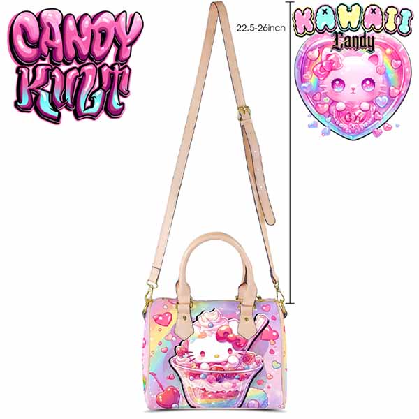 Sundae Kitty Kawaii Candy Beige Boston Crossbody Handbag - Candy Kult - Candy Cult - Cult Candy - Cake High Heels - [product_vendor}