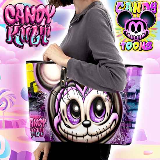 Graffiti Mouse Candy Toons Large Tote Bag - Candy Kult - Candy Cult - Candy Kult Land - Wishbone - Boo Kitty - Panku - Frosti - Toxic Kitten - Hex-Heart - Cult Candy - Cake High Heels - [product_vendor}