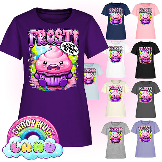 Frosti Stop Looking At Me - Candy Kult Land Women's FITTED T-Shirt - Candy Kult - Candy Cult - Candy Kult Land - Wishbone - Boo Kitty - Panku - Frosti - Toxic Kitten - Hex-Heart - Cult Candy - Cake High Heels - [product_vendor}