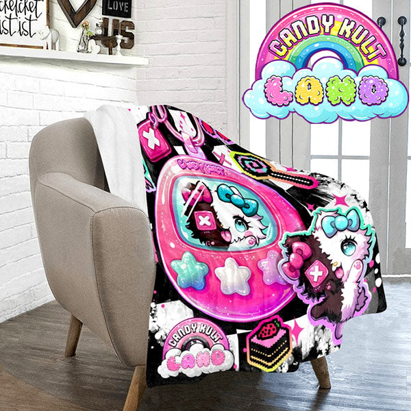 Toxic Kitten Virtual Pet Candy Kult Land Micro Fleece Blanket - Candy Kult - Candy Cult - Candy Kult Land - Wishbone - Boo Kitty - Panku - Frosti - Toxic Kitten - Hex-Heart - Cult Candy - Cake High Heels - [product_vendor}
