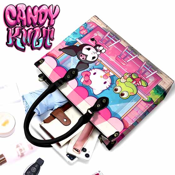 Kitty Ice Cream Shop Kawaii Candy PU Leather Crossbody Handbag - Candy Kult - Candy Cult - Cult Candy - Cake High Heels - [product_vendor}