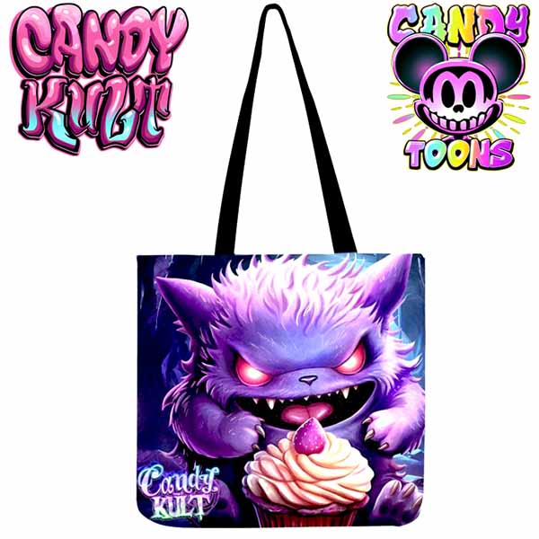 Ghost Type Cafe Cupcake Candy Toons Reusable Canvas Shopping Tote - Candy Kult - Candy Cult - Cult Candy - Cake High Heels - [product_vendor}