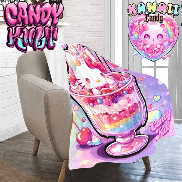 Sundae Kitty Kawaii Candy Micro Fleece Blanket - Candy Kult - Candy Cult - Cult Candy - Cake High Heels - [product_vendor}