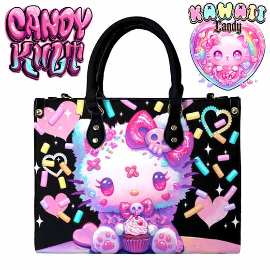 Pastel Purrfection Black Kawaii Candy PU Leather Crossbody Handbag - Candy Kult - Candy Cult - Cult Candy - Cake High Heels - [product_vendor}