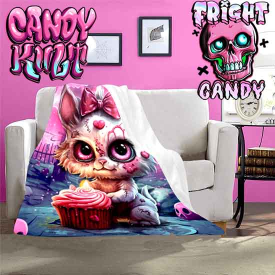 From Paris To The Grave Fright Candy Micro Fleece Blanket - Candy Kult - Candy Cult - Candy Kult Land - Wishbone - Boo Kitty - Panku - Frosti - Toxic Kitten - Hex-Heart - Cult Candy - Cake High Heels - [product_vendor}
