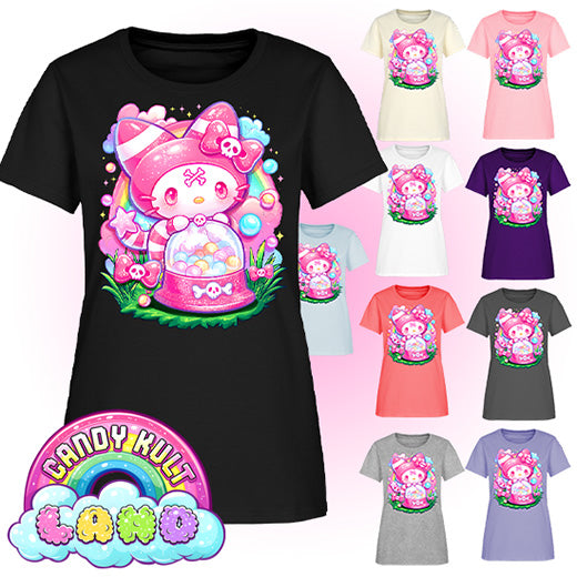 Wishbone Gumball Machine - Candy Kult Land Women's FITTED T-Shirt - Candy Kult - Candy Cult - Candy Kult Land - Wishbone - Boo Kitty - Panku - Frosti - Toxic Kitten - Hex-Heart - Cult Candy - Cake High Heels - [product_vendor}