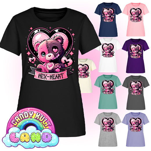Hex-Heart - Candy Kult Land Women's FITTED T-Shirt - Candy Kult - Candy Cult - Candy Kult Land - Wishbone - Boo Kitty - Panku - Frosti - Toxic Kitten - Hex-Heart - Cult Candy - Cake High Heels - [product_vendor}