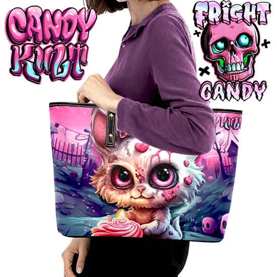 From Paris To The Grave Fright Candy Large Tote Bag - Candy Kult - Candy Cult - Candy Kult Land - Wishbone - Boo Kitty - Panku - Frosti - Toxic Kitten - Hex-Heart - Cult Candy - Cake High Heels - [product_vendor}