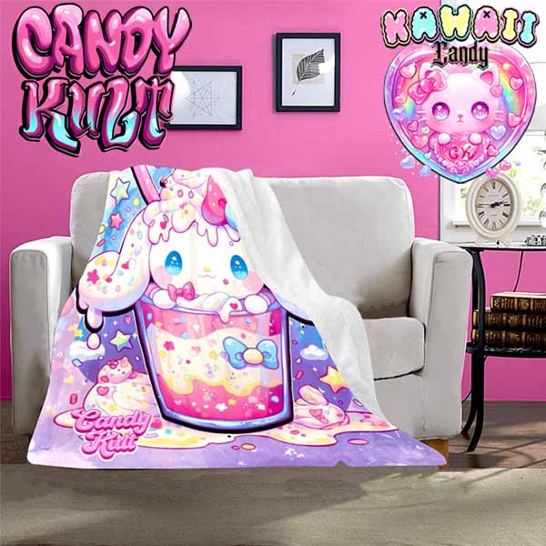 Cloudy Day Milkshake Kawaii Candy Micro Fleece Blanket - Candy Kult - Candy Cult - Cult Candy - Cake High Heels - [product_vendor}