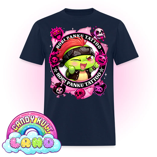 Hori Panku Tattoo Pink - Candy Kult Land COLOUR Men's / Unisex Classic T-Shirt - Candy Kult - Candy Cult - Candy Kult Land - Wishbone - Boo Kitty - Panku - Frosti - Toxic Kitten - Hex-Heart - Cult Candy - Cake High Heels - [product_vendor}