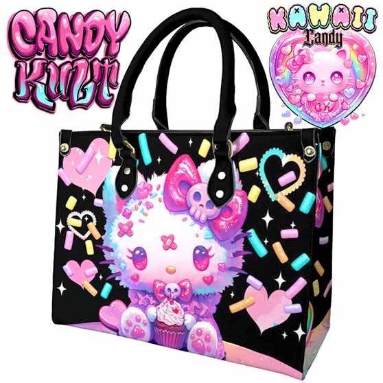 Pastel Purrfection Black Kawaii Candy PU Leather Crossbody Handbag - Candy Kult - Candy Cult - Cult Candy - Cake High Heels - [product_vendor}