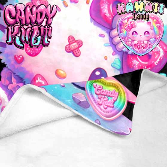 Pastel Purrfection Black Kawaii Candy Micro Fleece Blanket - Candy Kult - Candy Cult - Cult Candy - Cake High Heels - [product_vendor}