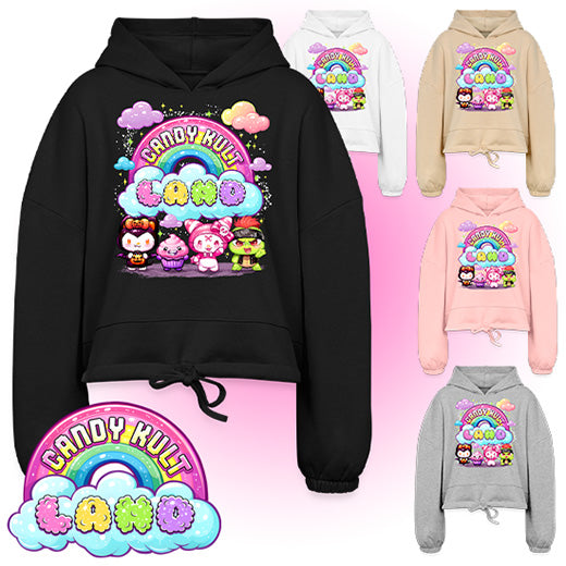 Wishbone Frosti Boo & Panku - Candy Kult Land Women’s Cropped Hoodie