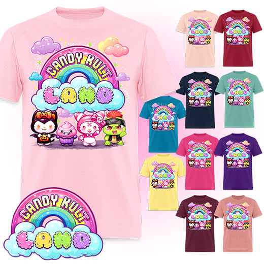 Wishbone, Frosti Boo & Panku - Candy Kult Land COLOUR Men's / Unisex Classic T-Shirt - Candy Kult - Candy Cult - Candy Kult Land - Wishbone - Boo Kitty - Panku - Frosti - Toxic Kitten - Hex-Heart - Cult Candy - Cake High Heels - [product_vendor}