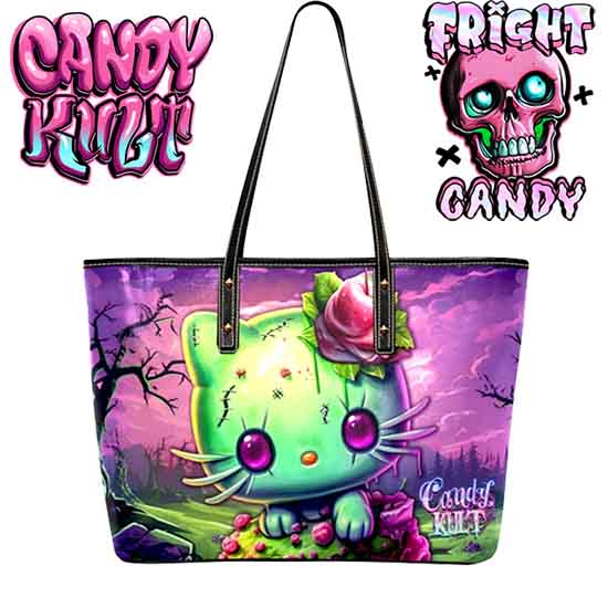 Zombie Kitty Fright Candy Large Tote Bag - Candy Kult - Candy Cult - Candy Kult Land - Wishbone - Boo Kitty - Panku - Frosti - Toxic Kitten - Hex-Heart - Cult Candy - Cake High Heels - [product_vendor}