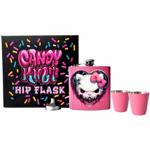 Hardcore Kitty Fright Candy Pink Candy Kult Hip Flask Set - Candy Kult - Candy Cult - Cult Candy - Cake High Heels - [product_vendor}