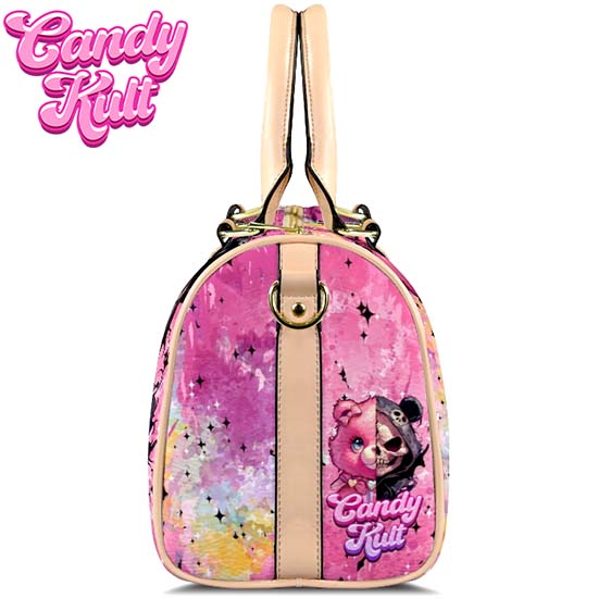 Split Personality Bear Fright Candy Beige Boston Crossbody Handbag