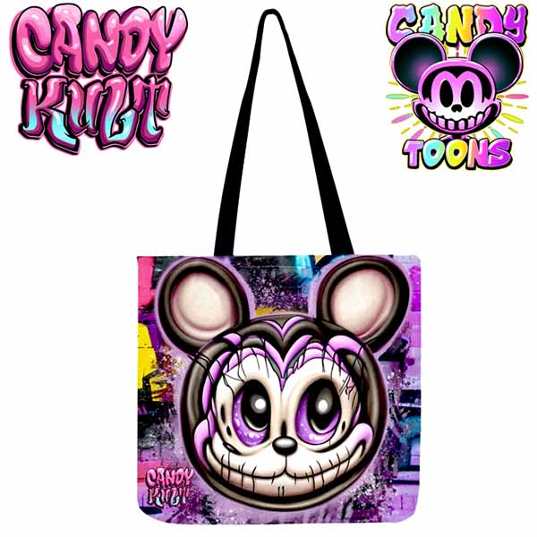 Graffiti Mouse Candy Toons Reusable Canvas Shopping Tote - Candy Kult - Candy Cult - Cult Candy - Cake High Heels - [product_vendor}