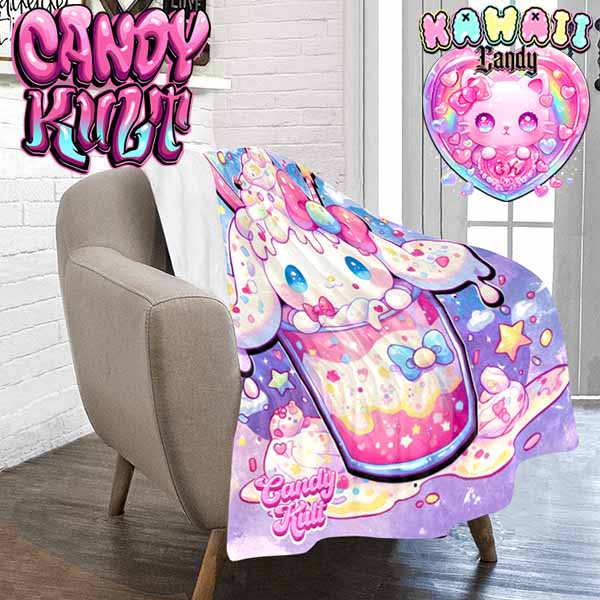 Cloudy Day Milkshake Kawaii Candy Micro Fleece Blanket - Candy Kult - Candy Cult - Cult Candy - Cake High Heels - [product_vendor}
