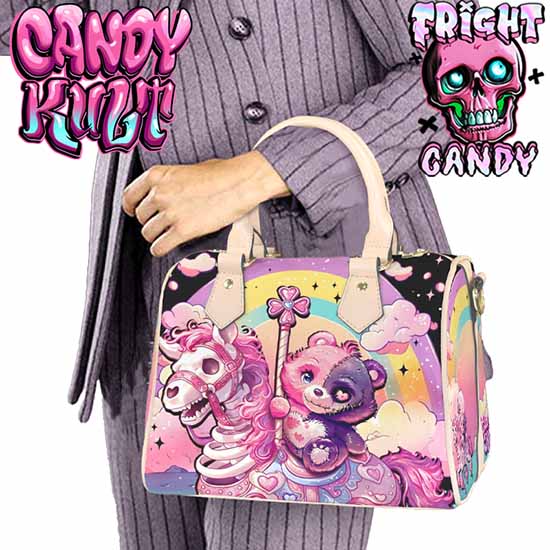 Spooky Bear Carousel Fright Candy Beige Boston Crossbody Handbag - Candy Kult - Candy Cult - Cult Candy - Cake High Heels - [product_vendor}