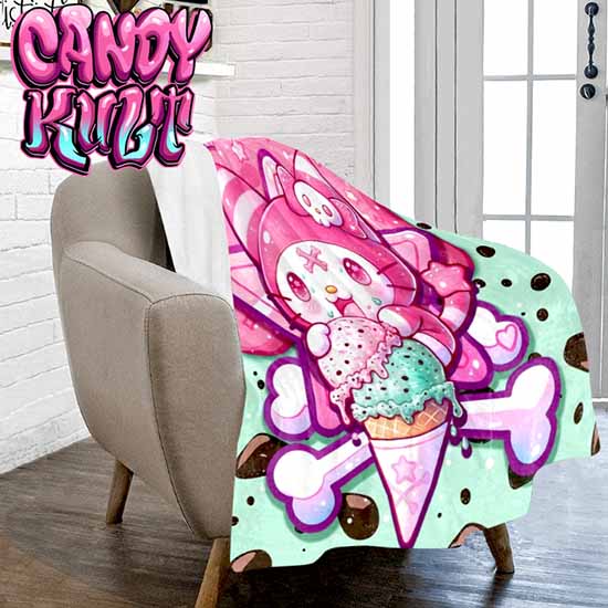 Wishbone Mint Ice Cream Kawaii Candy Micro Fleece Blanket - Candy Kult - Candy Cult - Cult Candy - Cake High Heels - [product_vendor}