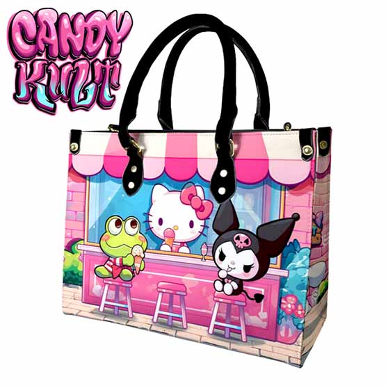 Kitty Ice Cream Shop Kawaii Candy PU Leather Crossbody Handbag - Candy Kult - Candy Cult - Cult Candy - Cake High Heels - [product_vendor}