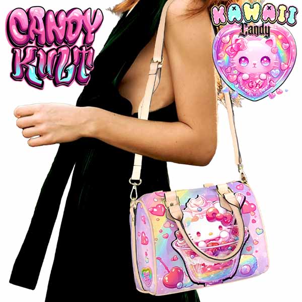 Sundae Kitty Kawaii Candy Beige Boston Crossbody Handbag - Candy Kult - Candy Cult - Cult Candy - Cake High Heels - [product_vendor}