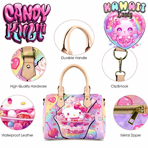 Sundae Kitty Kawaii Candy Beige Boston Crossbody Handbag - Candy Kult - Candy Cult - Cult Candy - Cake High Heels - [product_vendor}